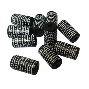 10/Pcs Pkg. Vintage, old rare Beads in Size About 14X25MM Black Color