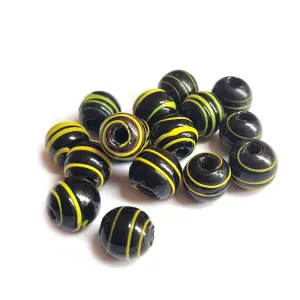 10/Pcs Pkg. Vintage, old rare Beads in Size About 15MM Black Color