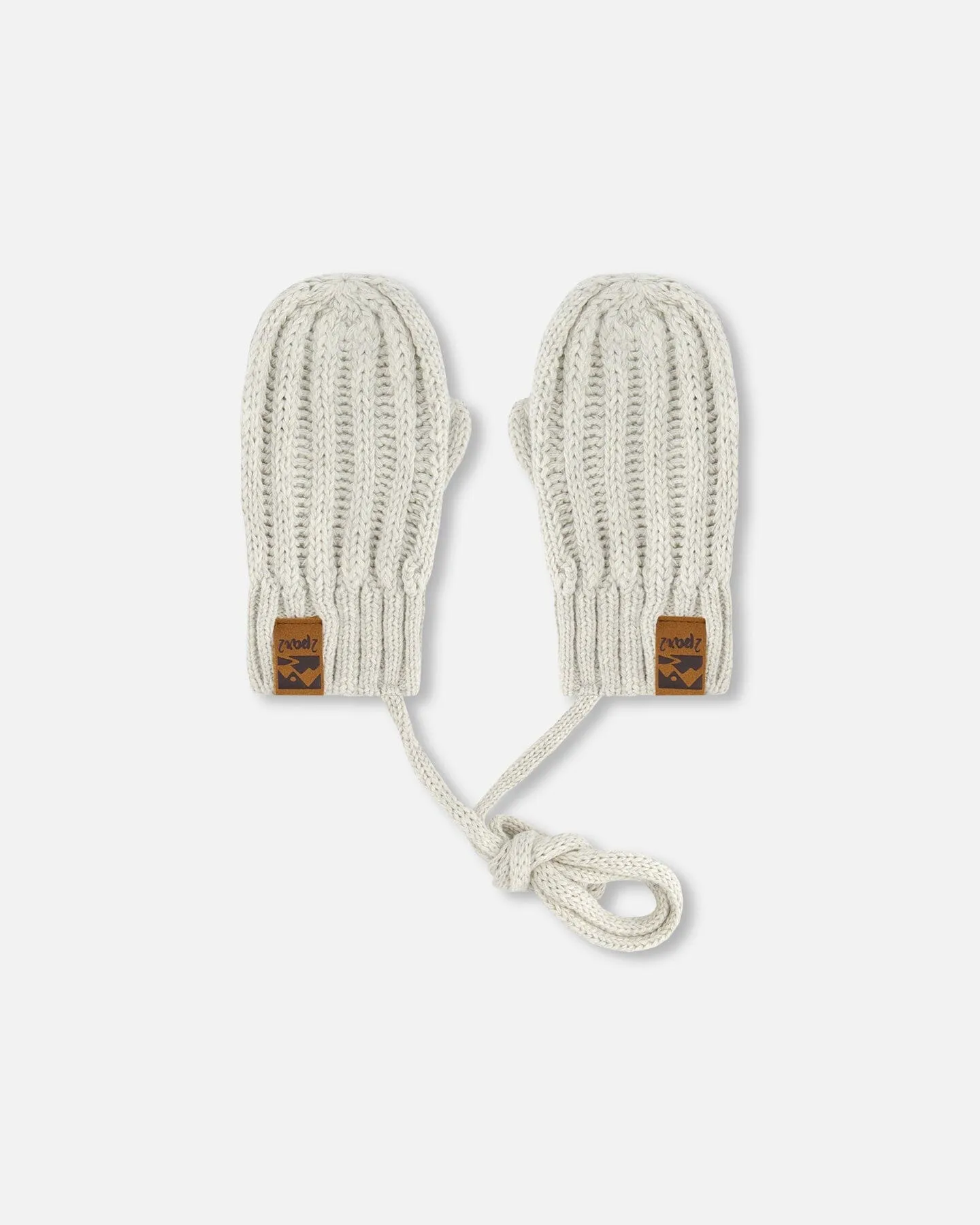 Baby Knit Mittens With String Off-White