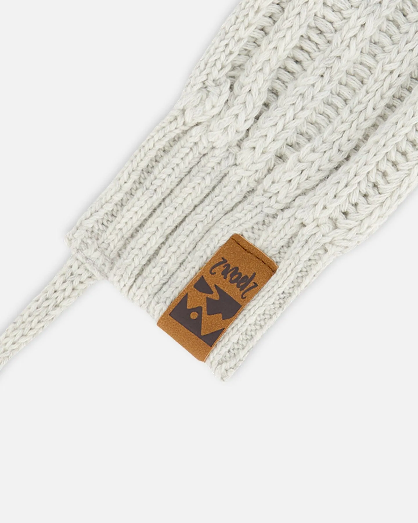Baby Knit Mittens With String Off-White