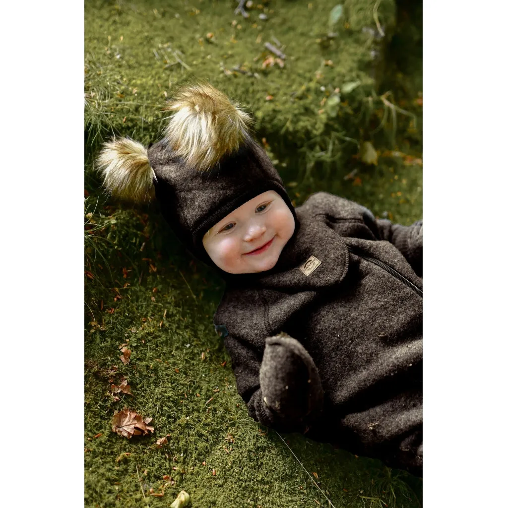 Baby Wool Mittens - Dark Brown Melange