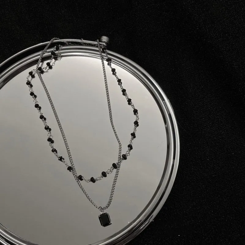 Choker Double Layer Beads Geometric Necklace
