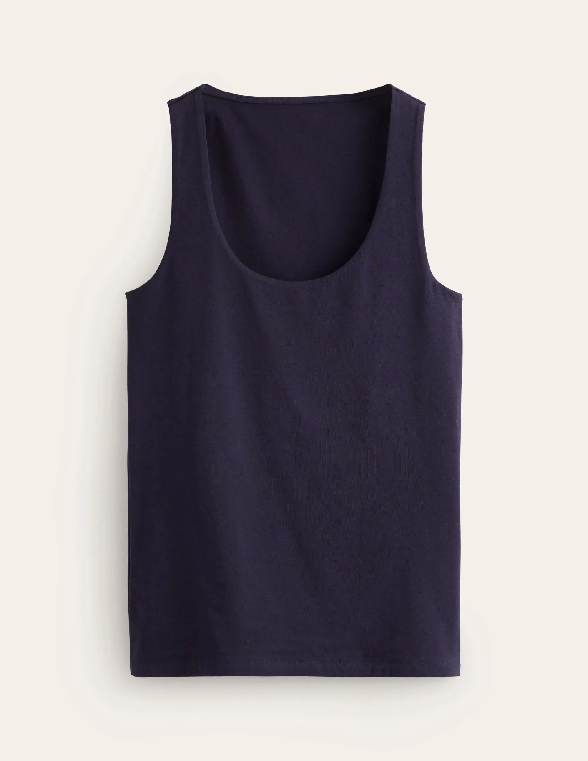 Double Layer Scoop Neck Vest-Navy