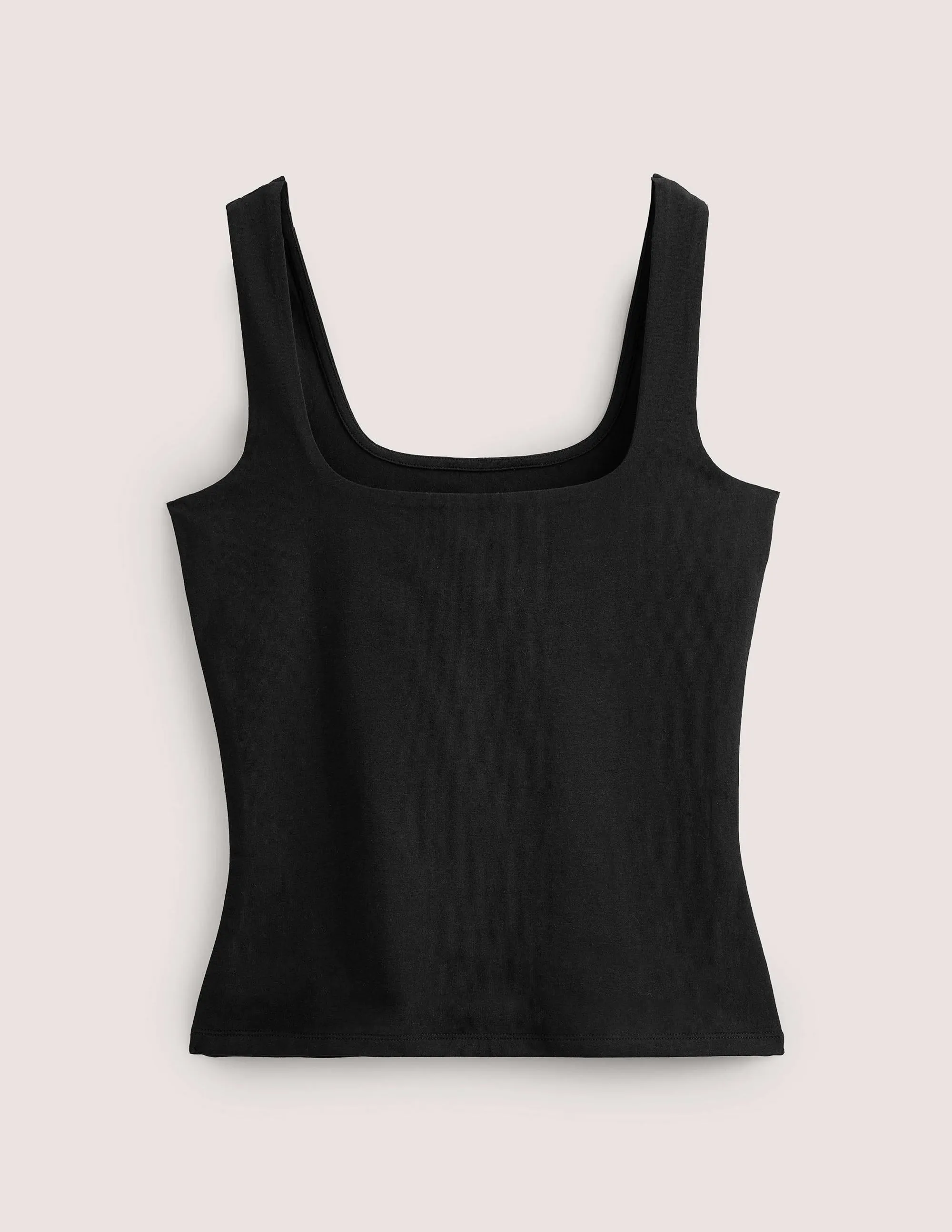 Double Layer Square Neck Vest-Black