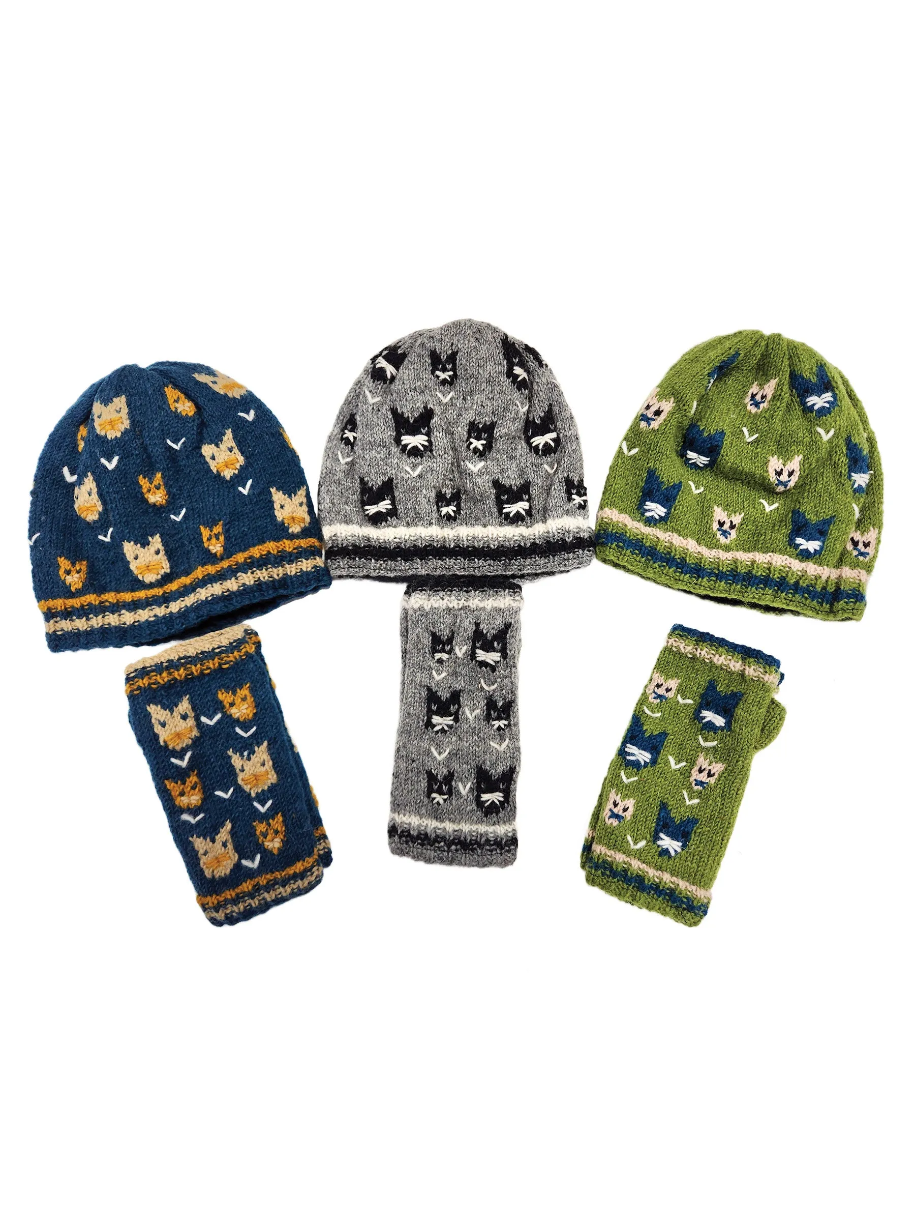 Handmade Knit Beanie Hat Cat