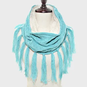 iLLASPARKZ Fleece Lined Cable Knit Snood Scarf with Tassel