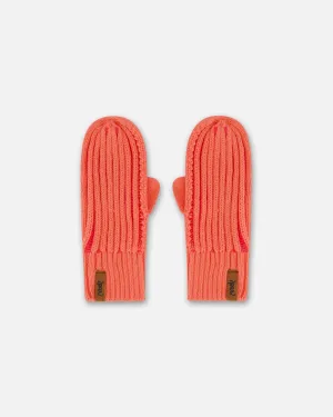 Knit Mittens Coral