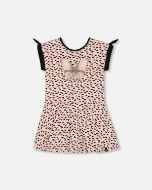 Printed Organic Cotton Dress Black And Pink Butterflies