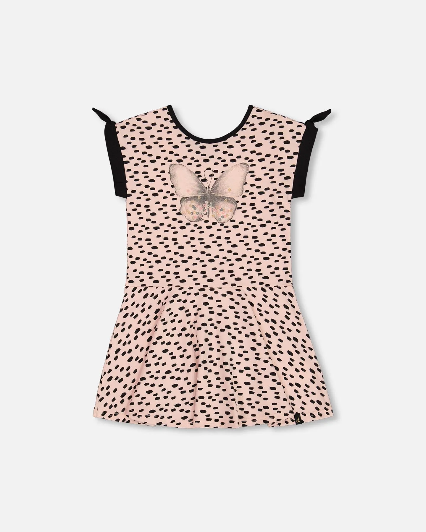 Printed Organic Cotton Dress Black And Pink Butterflies