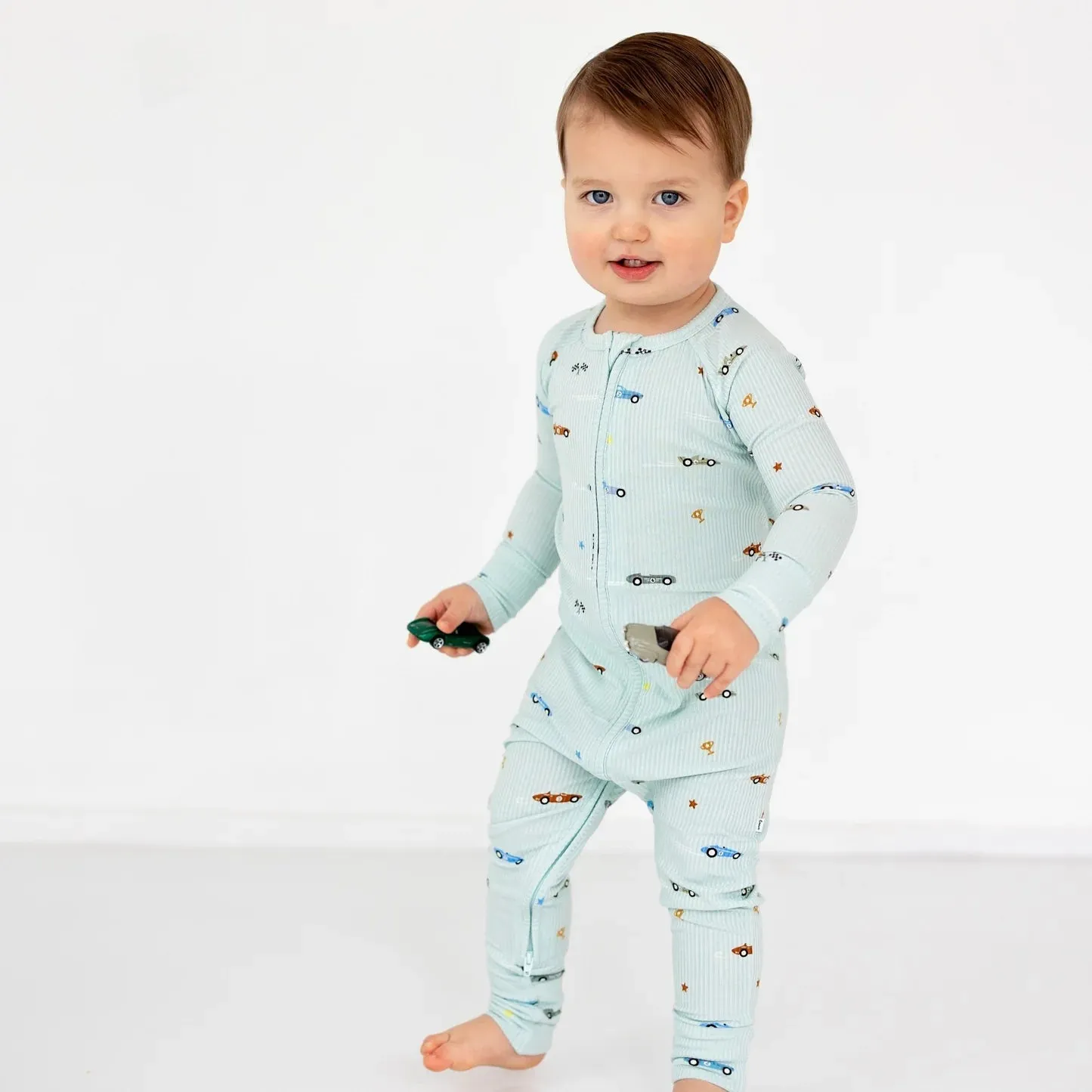 Race Cars Zip Romper