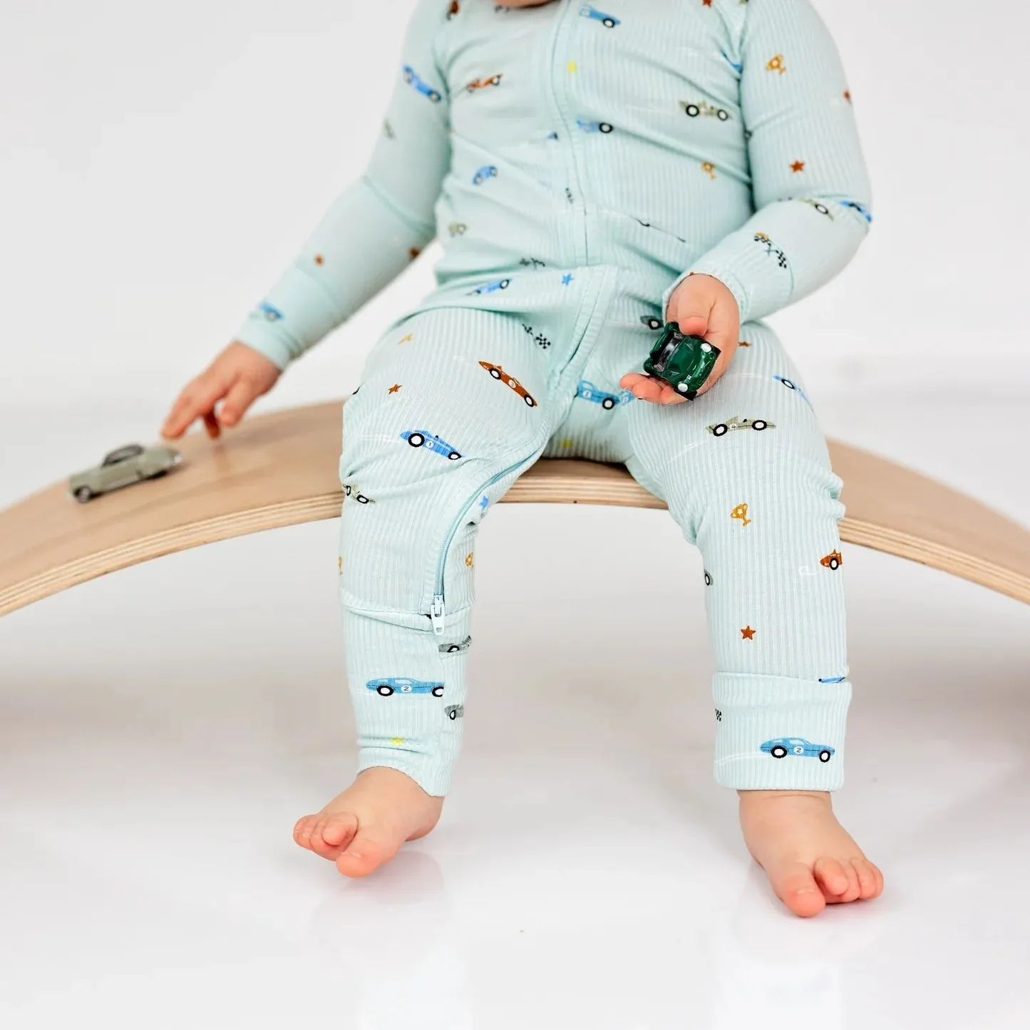 Race Cars Zip Romper