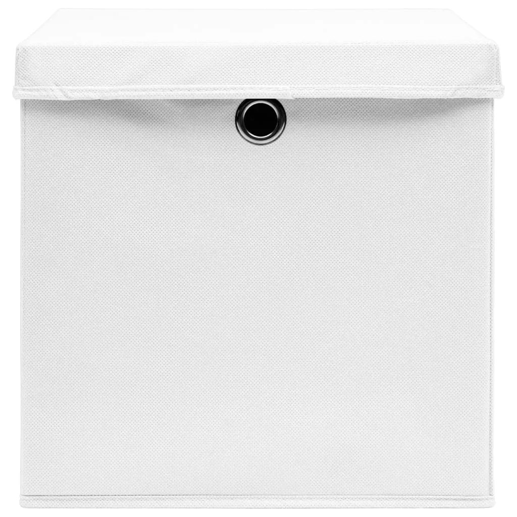 Storage Boxes with Lids 10 pcs White 32x32x32 cm Fabric