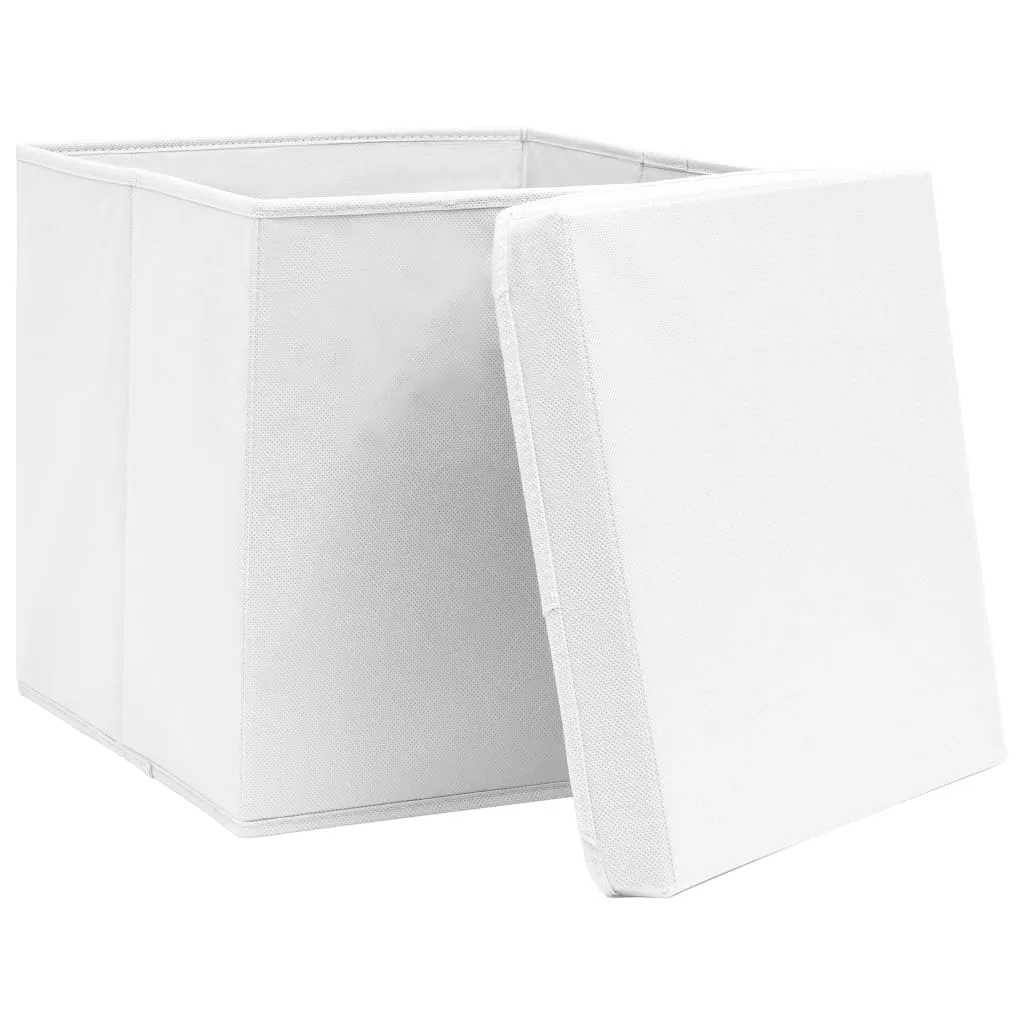 Storage Boxes with Lids 10 pcs White 32x32x32 cm Fabric
